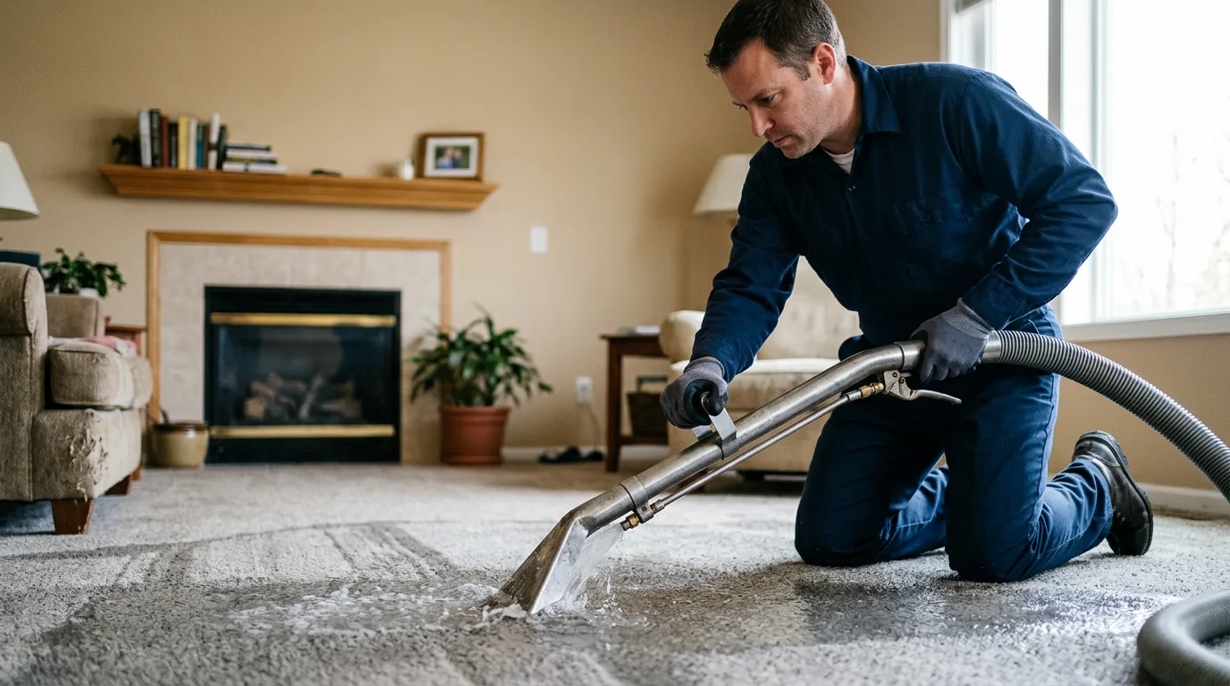 Water damage restoration technician working near Jesse, WV